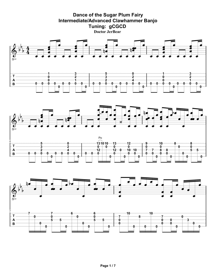 Dance of the Sugar Plum Fairy--Intermediate/Advanced Clawhammer Banjo Banjo scores gallery preview page 1
