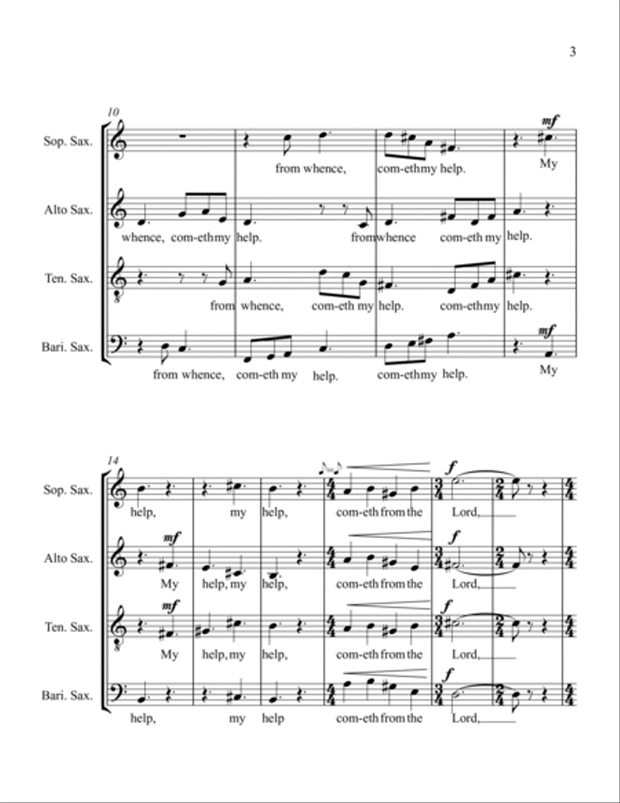 Psalm 121 for Saxophone Quartet Saxophone Quartet scores gallery preview page 3