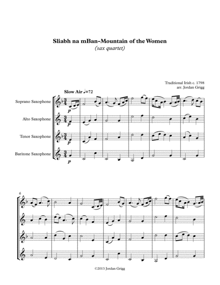Sliabh na mBan - Mountain of the Women (sax quartet) image number null