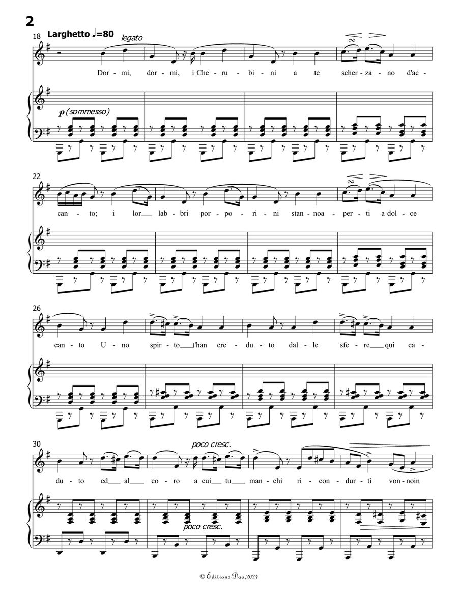 La ninna nanna, by Donizetti, A 202, in g minor Piano, Vocal scores gallery preview page 4