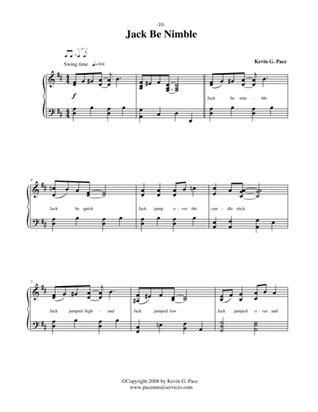 Jack Be Nimble - vocal solo, piano solo, or unison choir with piano accompaniment image number null