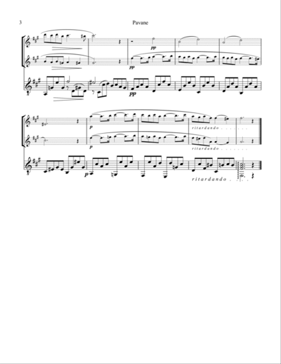 Pavane Op. 50 for flute, oboe (flute/violin) and guitar Flute scores gallery preview page 4
