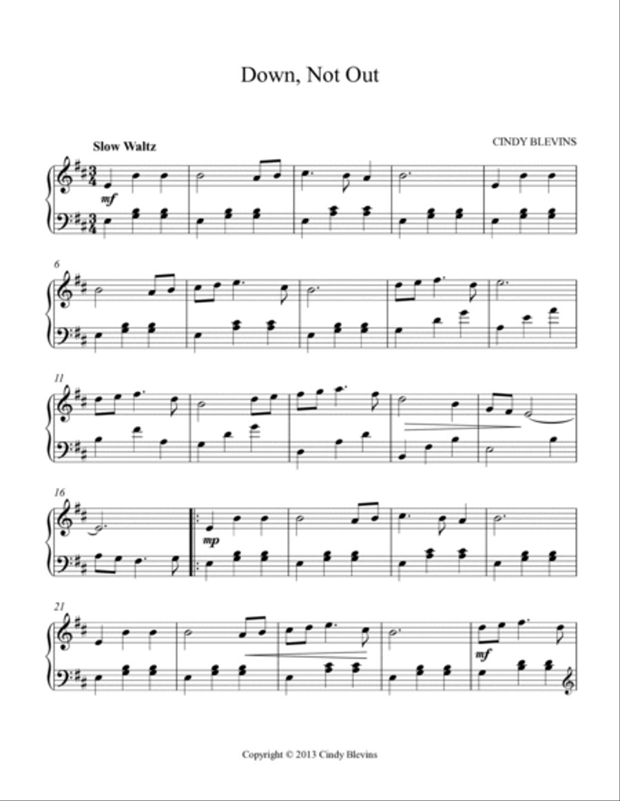 Down, Not out, original solo for Lever or Pedal Harp Pedal Harp scores gallery preview page 2