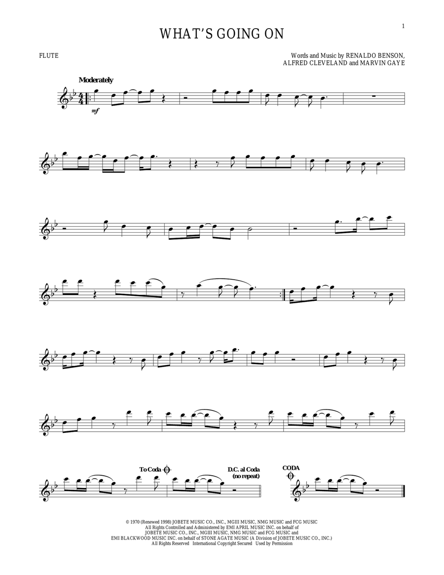 What's Going On What's Going On Flute Solo scores gallery preview page 1