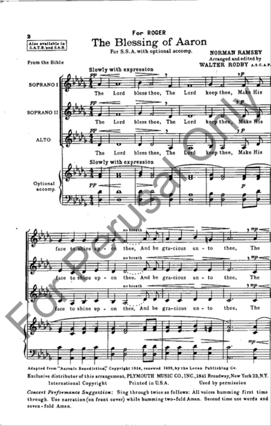 The Blessing Of Aaron SSA scores gallery preview page 2