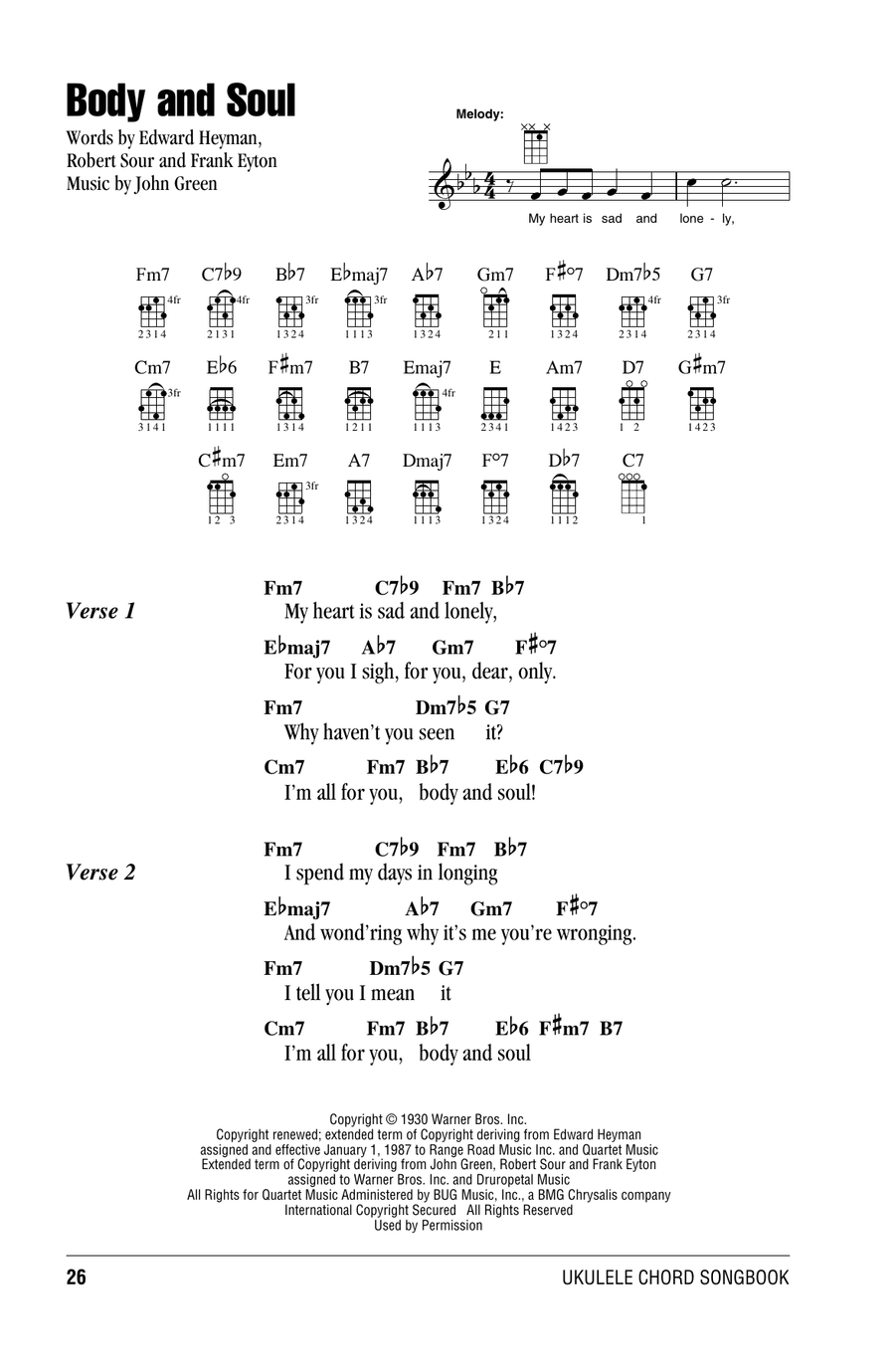 Body And Soul Ukulele scores gallery preview page 1