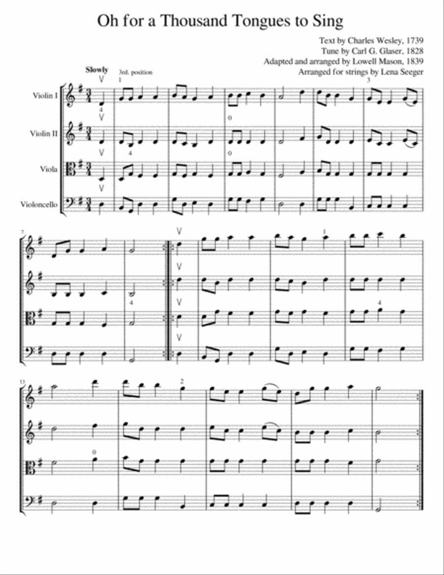 Oh for a Thousand Tongues to Sing String Quartet scores gallery preview page 2