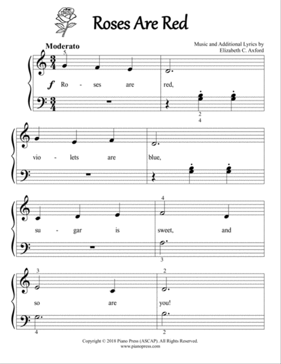 Roses Are Red Easy Piano scores gallery preview page 2