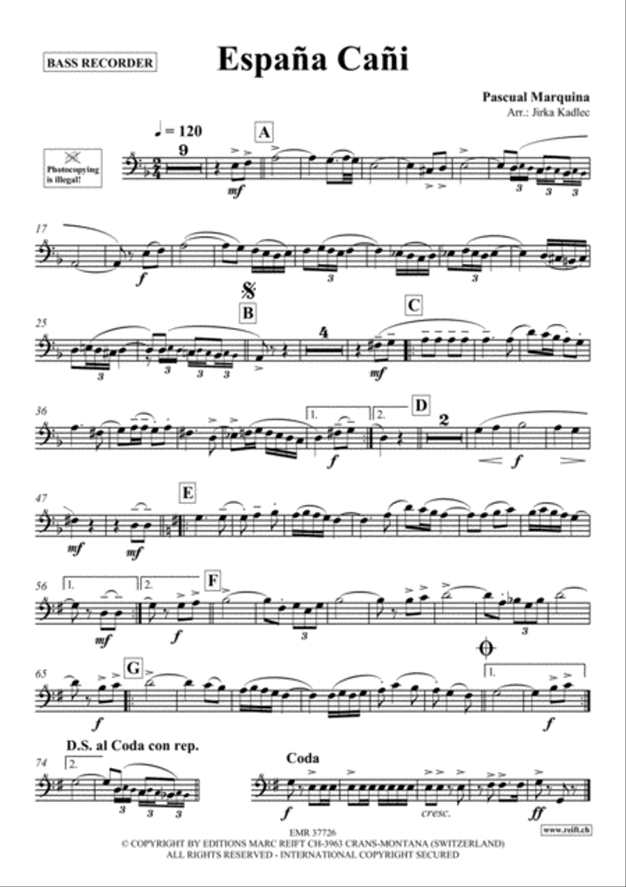 Espana Cani Espana Cani Bass Recorder scores gallery preview page 2