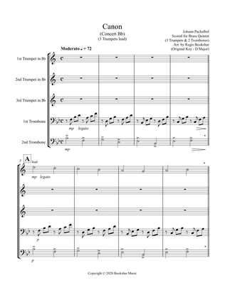Canon (Pachelbel) (Bb) (Brass Quintet - 3 Trp, 2 Trb)