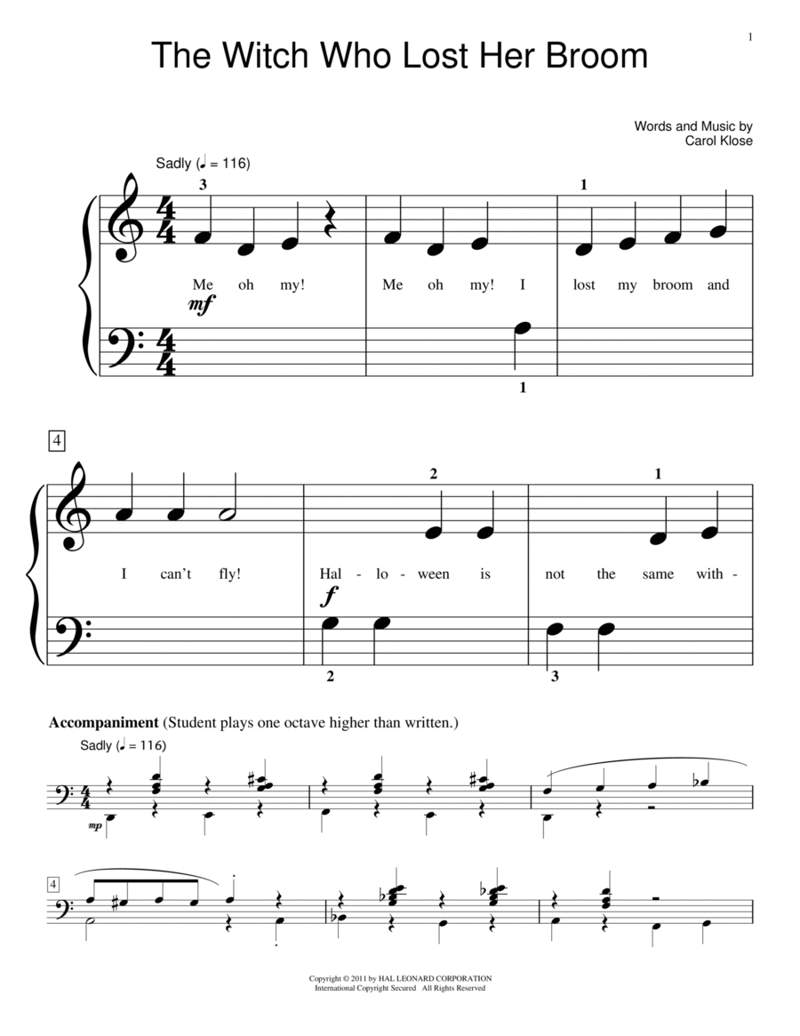 The Witch Who Lost Her Broom Piano Method scores gallery preview page 1