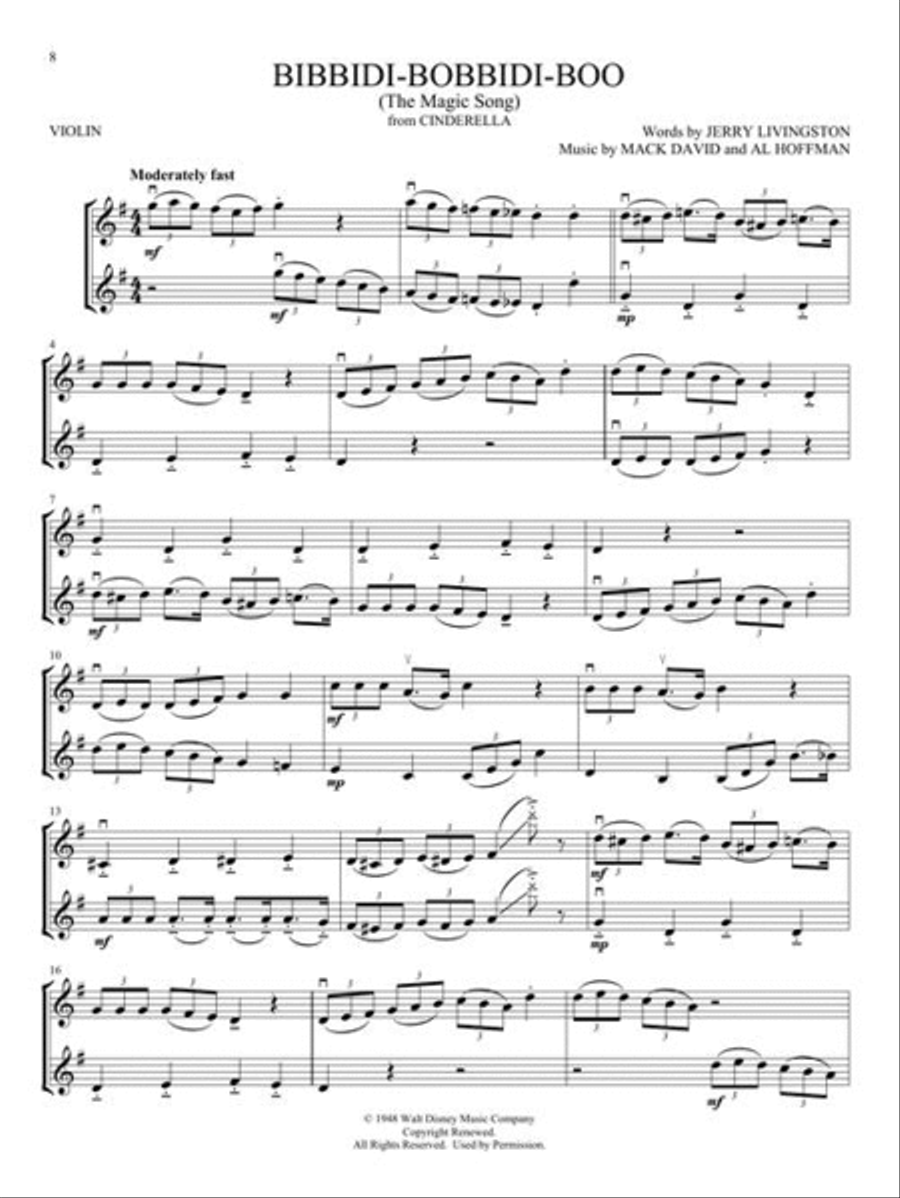 Disney Songs for Violin Duet String Duet scores gallery preview page 6