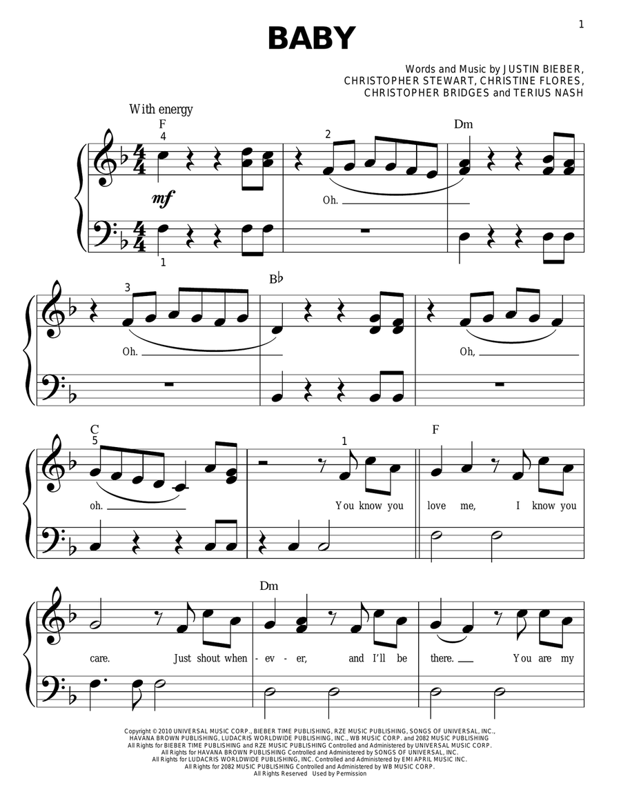 Baby Baby Easy Piano scores gallery preview page 1