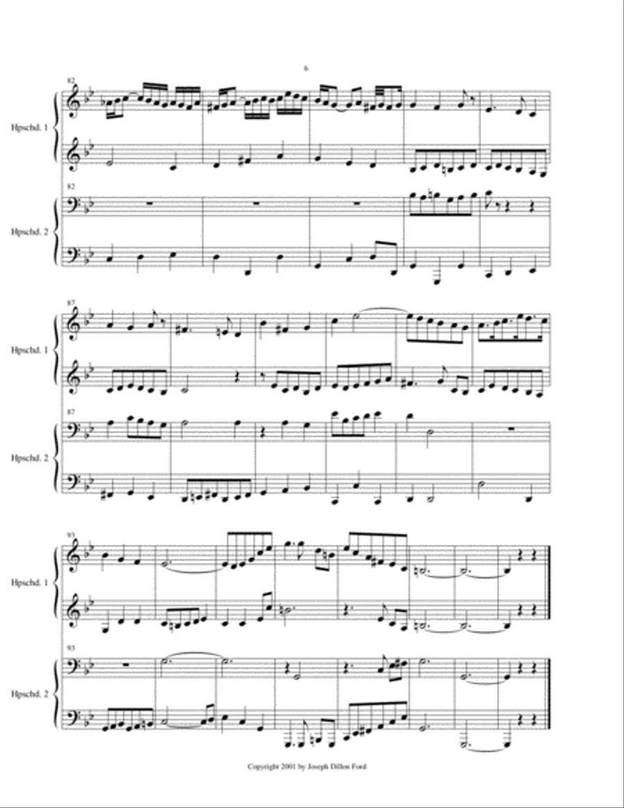 Fuga a quattro voci (4 part fugue) for harpsichord (4 hands and 2 manuals) 4-Part scores gallery preview page 6