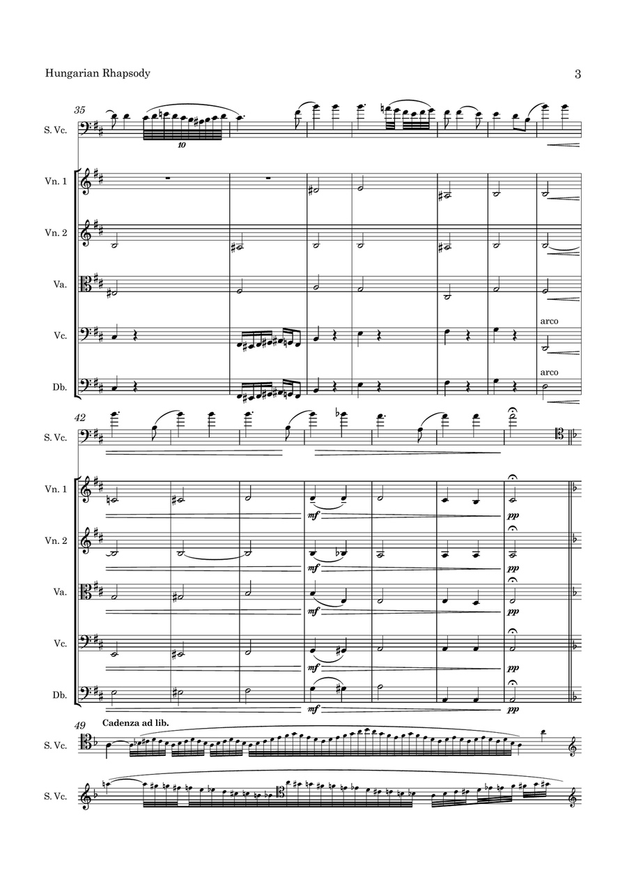 Popper Hungarian Rhapsody Op. 68 for Cello and String Orchestra String Orchestra scores gallery preview page 4