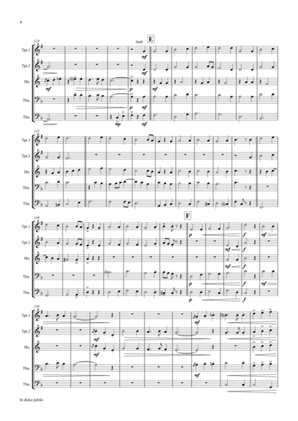 In dulci jubilo - Christmas Song - Jazz Waltz - Brass Quartet image number null