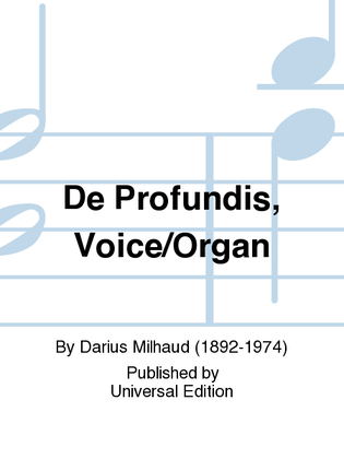 Book cover for De Profundis, Voice/Organ