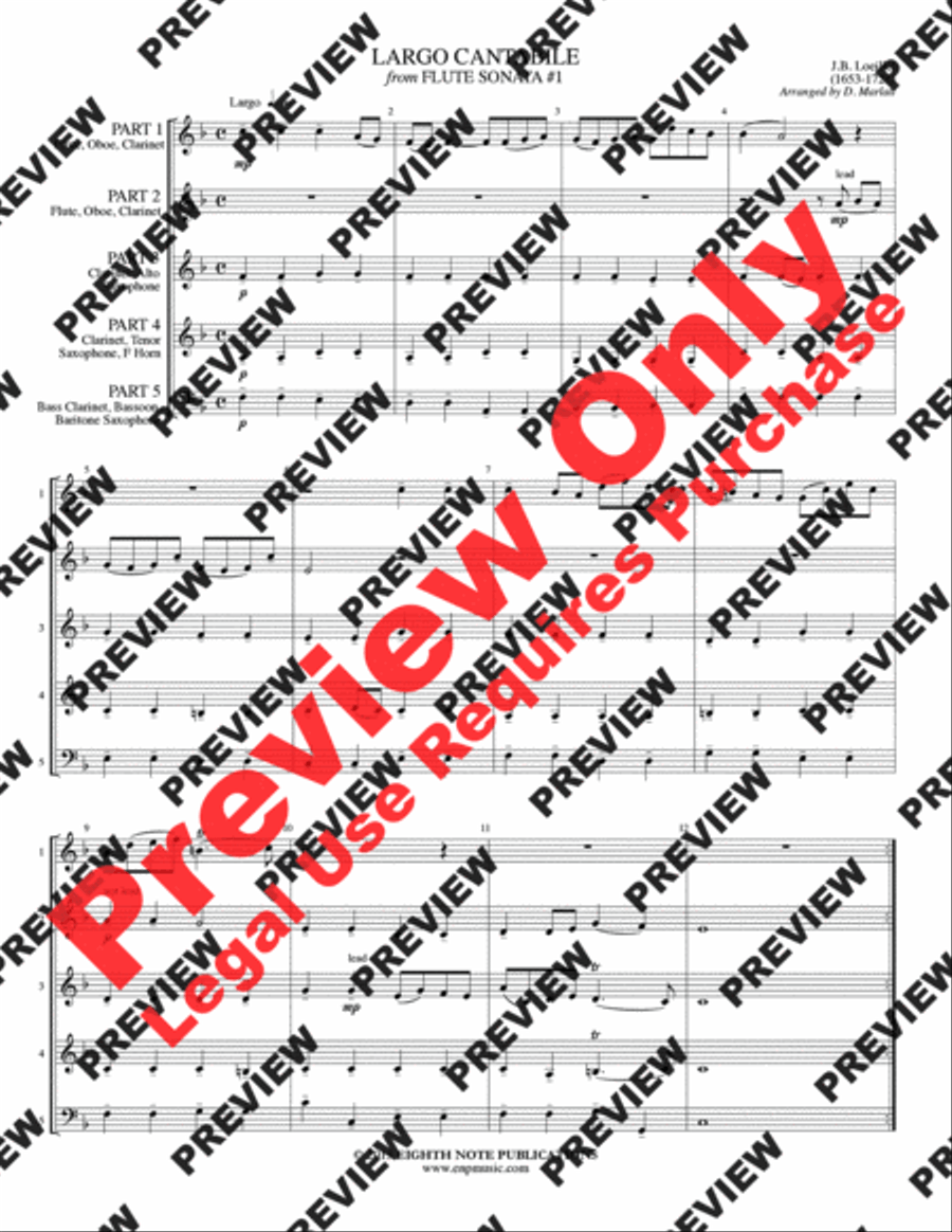 Largo Cantabile (from Flute Sonata #1) Woodwind Ensemble scores gallery preview page 3