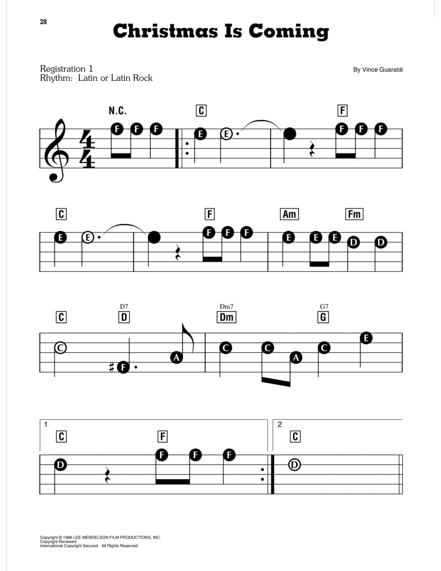 Christmas Is Coming Christmas Is Coming Electronic Keyboard scores gallery preview page 1