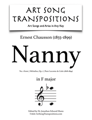 Book cover for CHAUSSON: Nanny, Op. 2 no. 1 (transposed to F major)