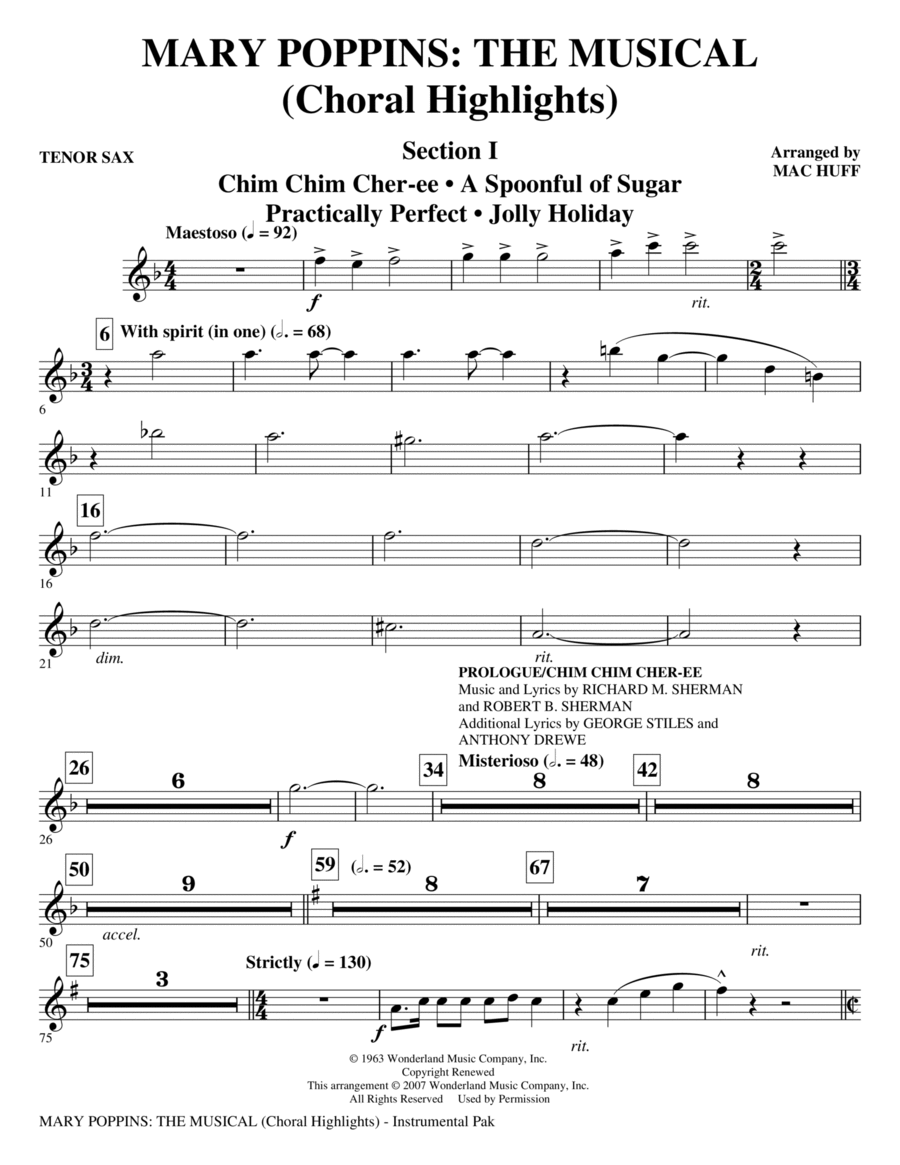 Mary Poppins: The Musical - Tenor Sax Choir scores gallery preview page 1