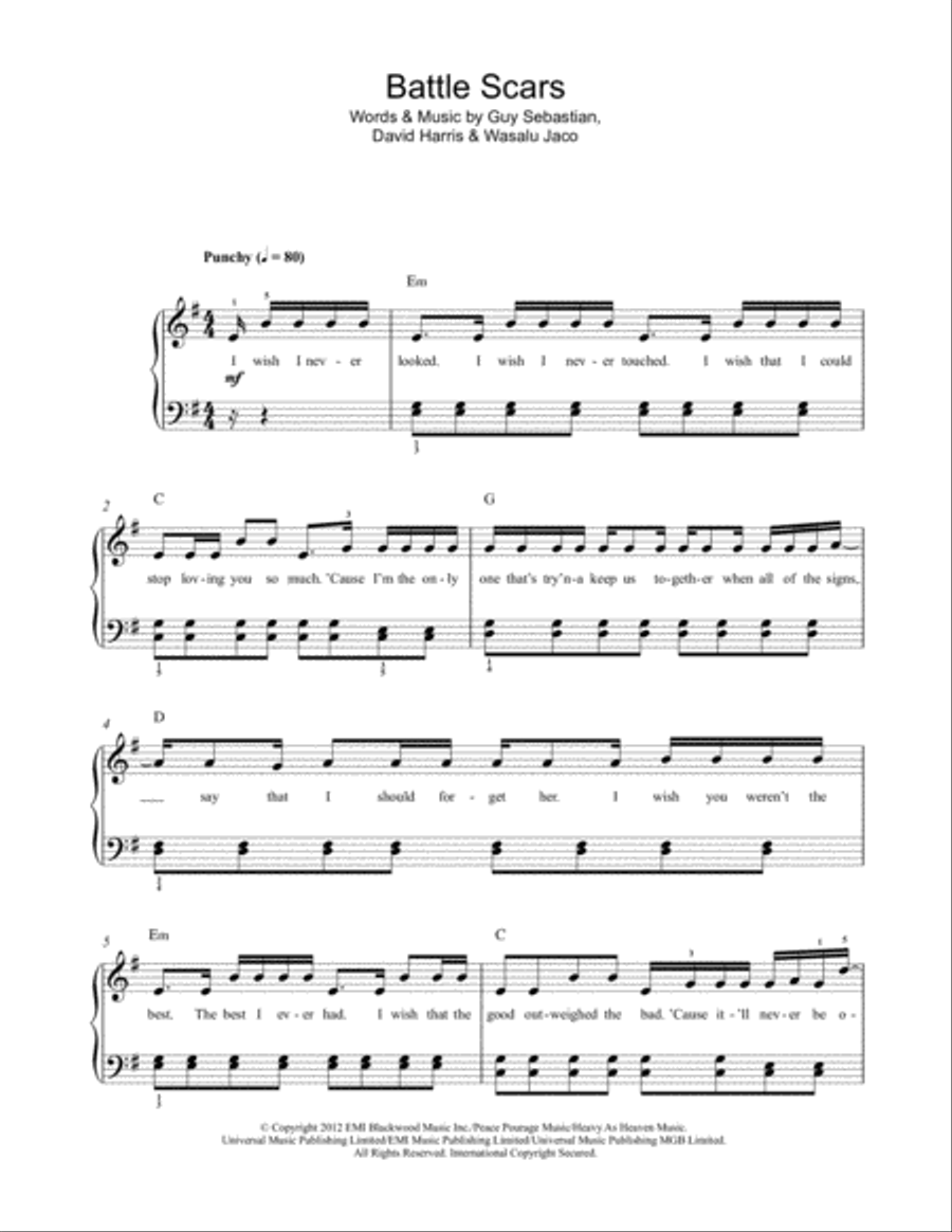Battle Scars Easy Piano scores gallery preview page 1