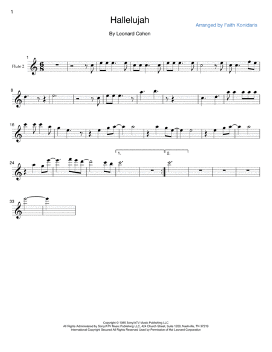 Hallelujah Woodwind Quintet scores gallery preview page 4