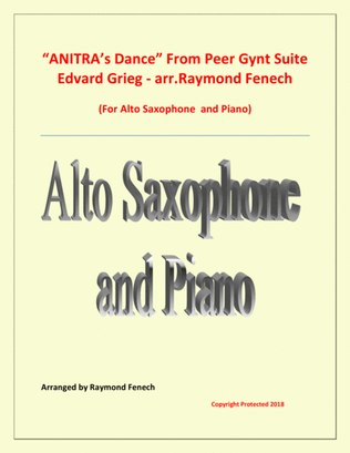 Book cover for Anitra's Dance - From Peer Gynt (Alto Saxophone and Piano)