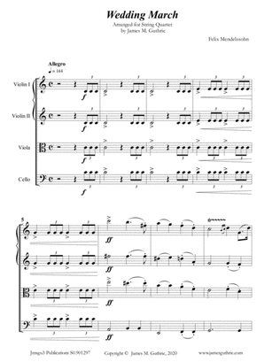 Book cover for Mendelssohn: Wedding March for String Quartet