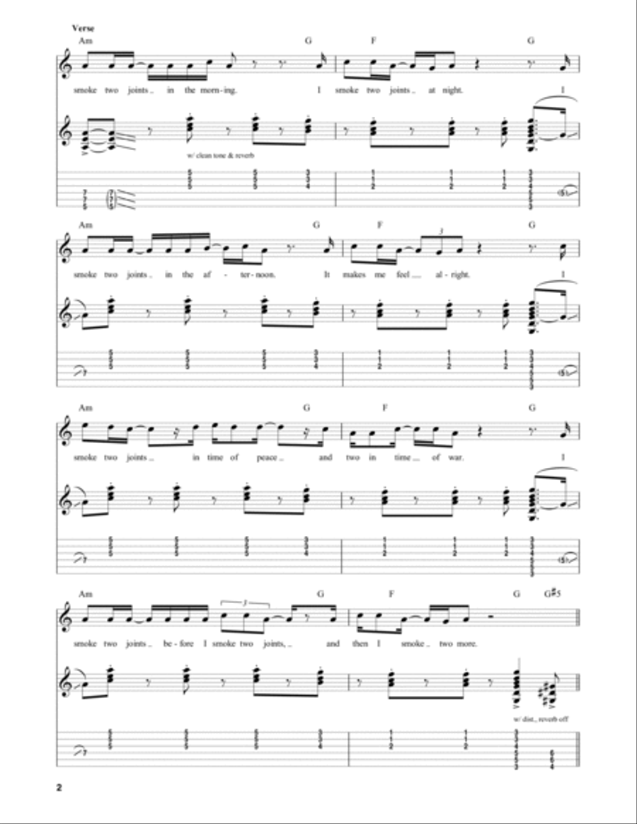 Smoke Two Joints Smoke Two Joints Guitar Tablature scores gallery preview page 2