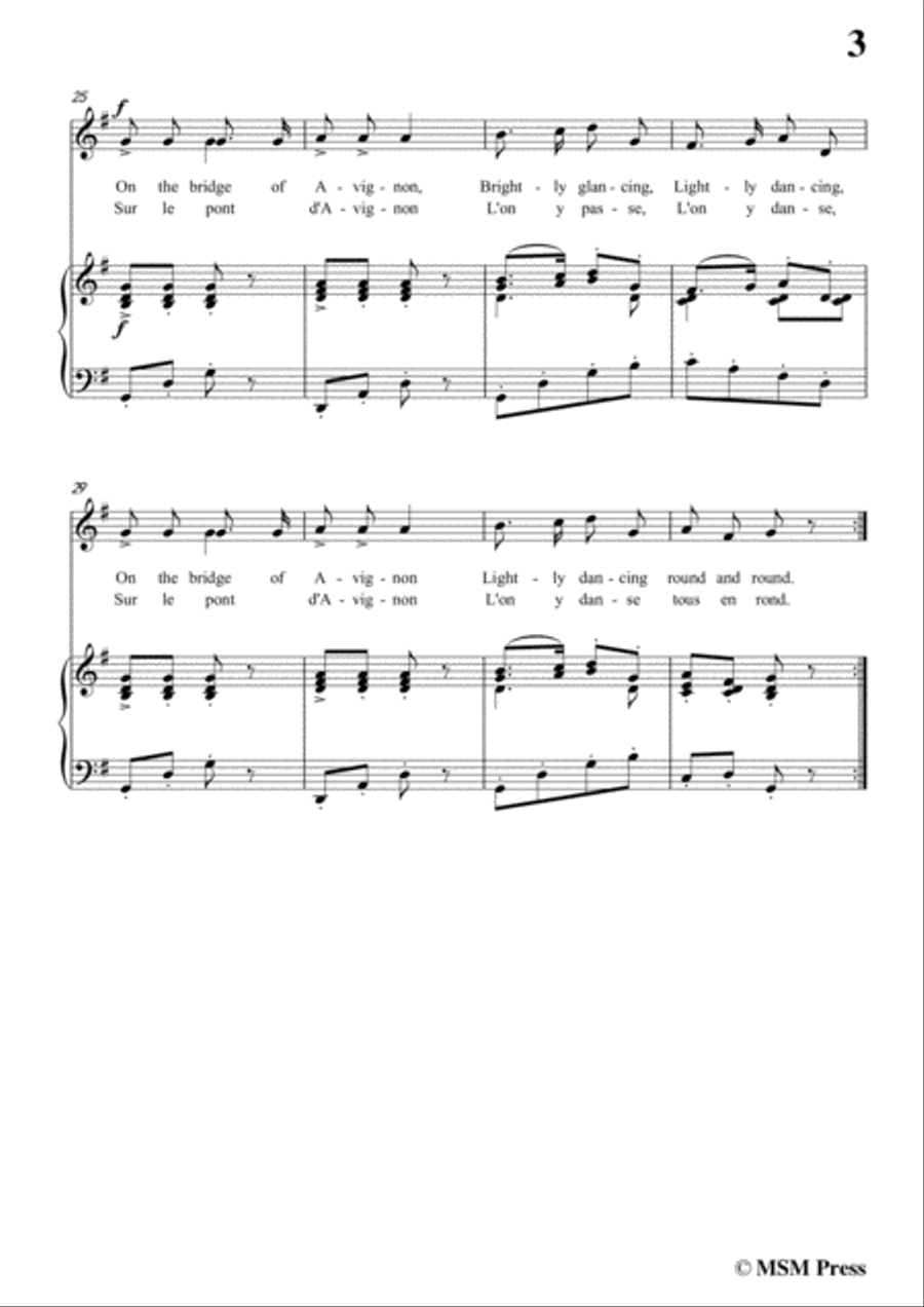 Bantock-Folksong,On the bridge of avignon(Sur la pont d'Avignon),in G Major,for Voice and Piano Voice Solo scores gallery preview page 5