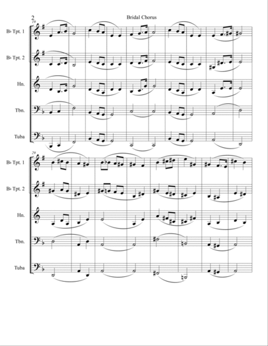 Bridal Chorus (Here Comes the Bride) for Brass Quintet Brass Quintet scores gallery preview page 2
