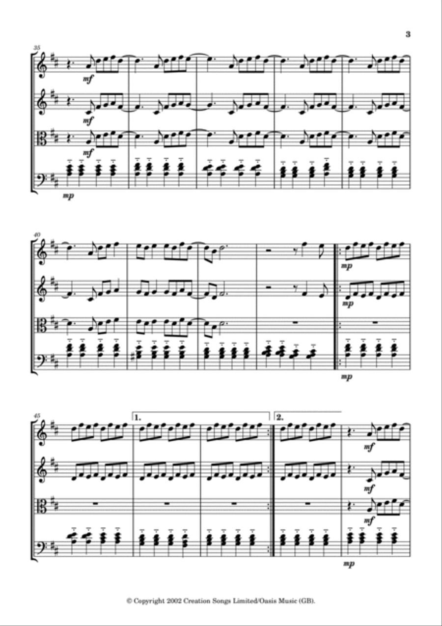 Stop Crying Your Heart Out String Quartet scores gallery preview page 3