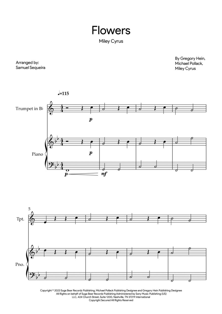 Flowers Flowers B-Flat Trumpet scores gallery preview page 1