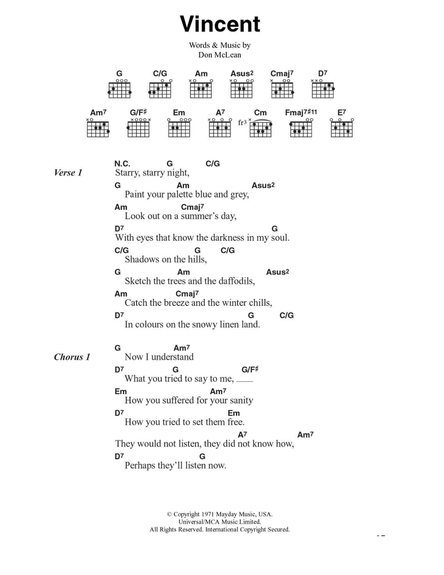 Vincent Easy Guitar scores gallery preview page 1
