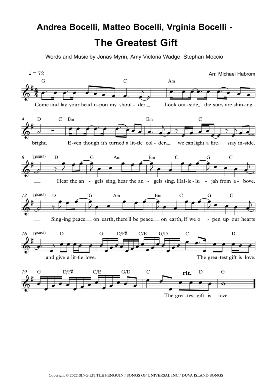 The Greatest Gift The Greatest Gift Soprano Recorder scores gallery preview page 1