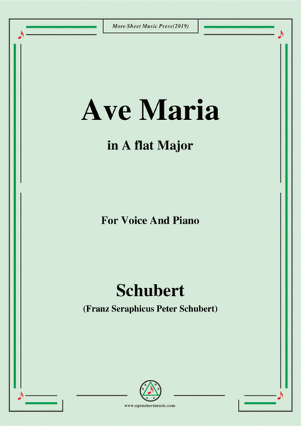 Schubert-Ave maria in A flat Major , for Voice and Piano image number null