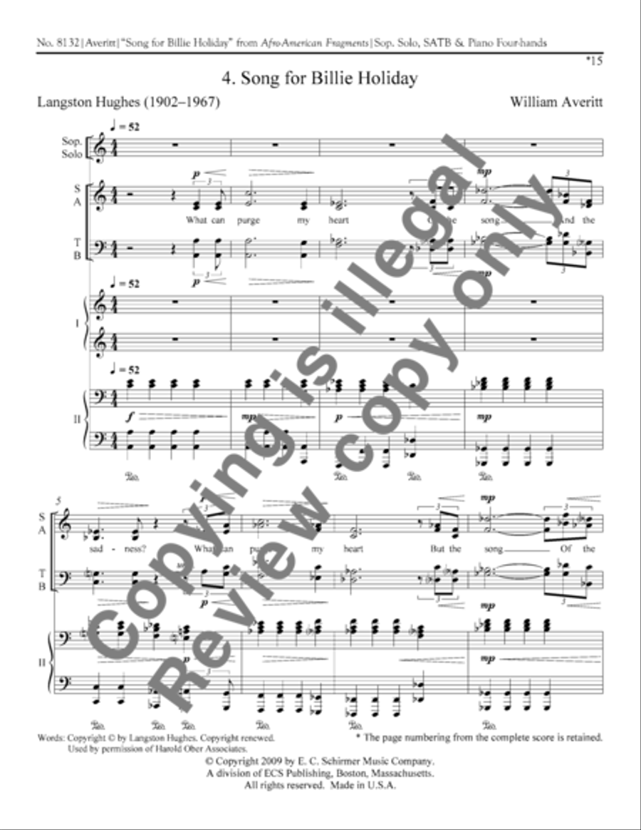 Afro-American Fragments: 4. Song for Billie Holiday Afro-American Fragments: 4. Song for Billie Holiday 4-Part scores gallery preview page 14