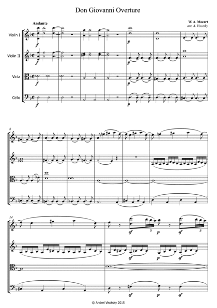 Don Giovanni Don Juan Overture Don Giovanni Don Juan Overture String Quartet scores gallery preview page 2