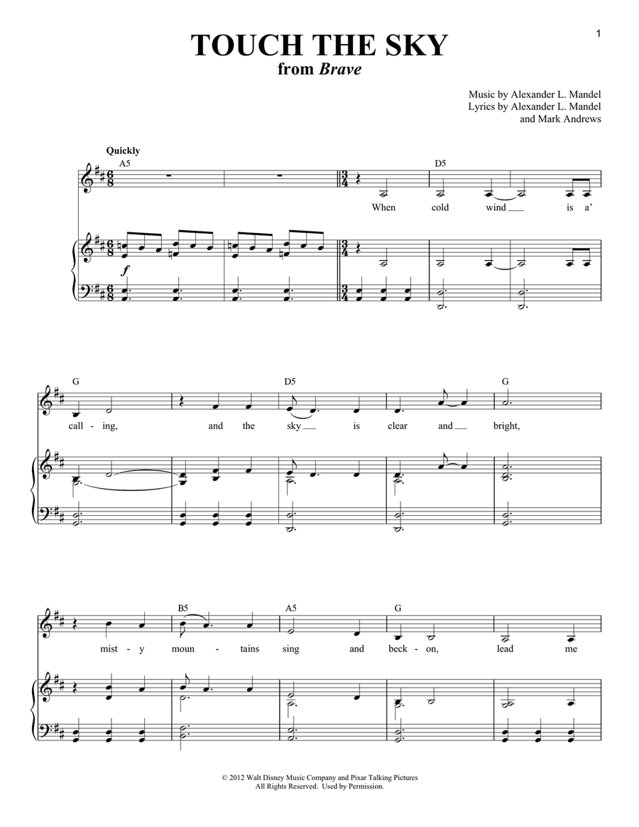Touch The Sky (From Brave) Voice scores gallery preview page 1