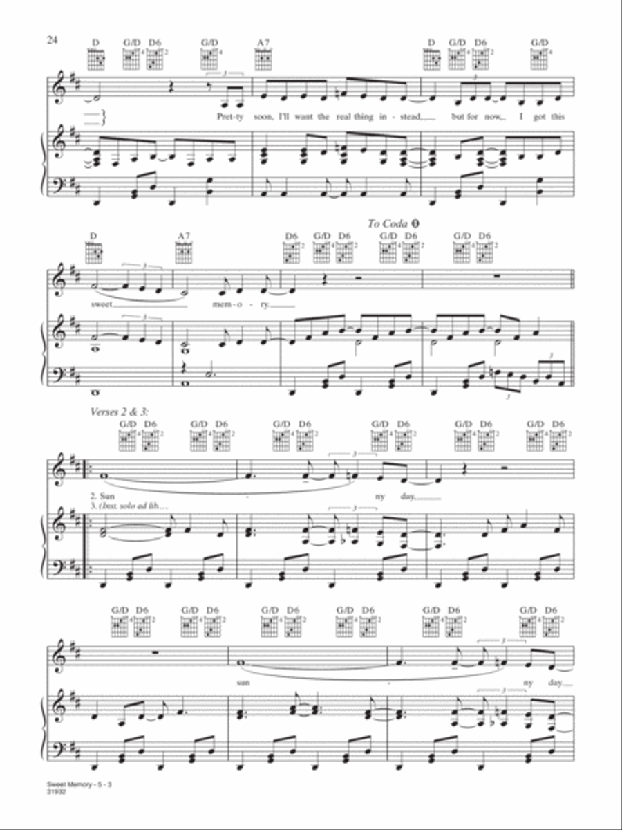 Sweet Memory Sweet Memory Piano, Vocal, Guitar scores gallery preview page 3