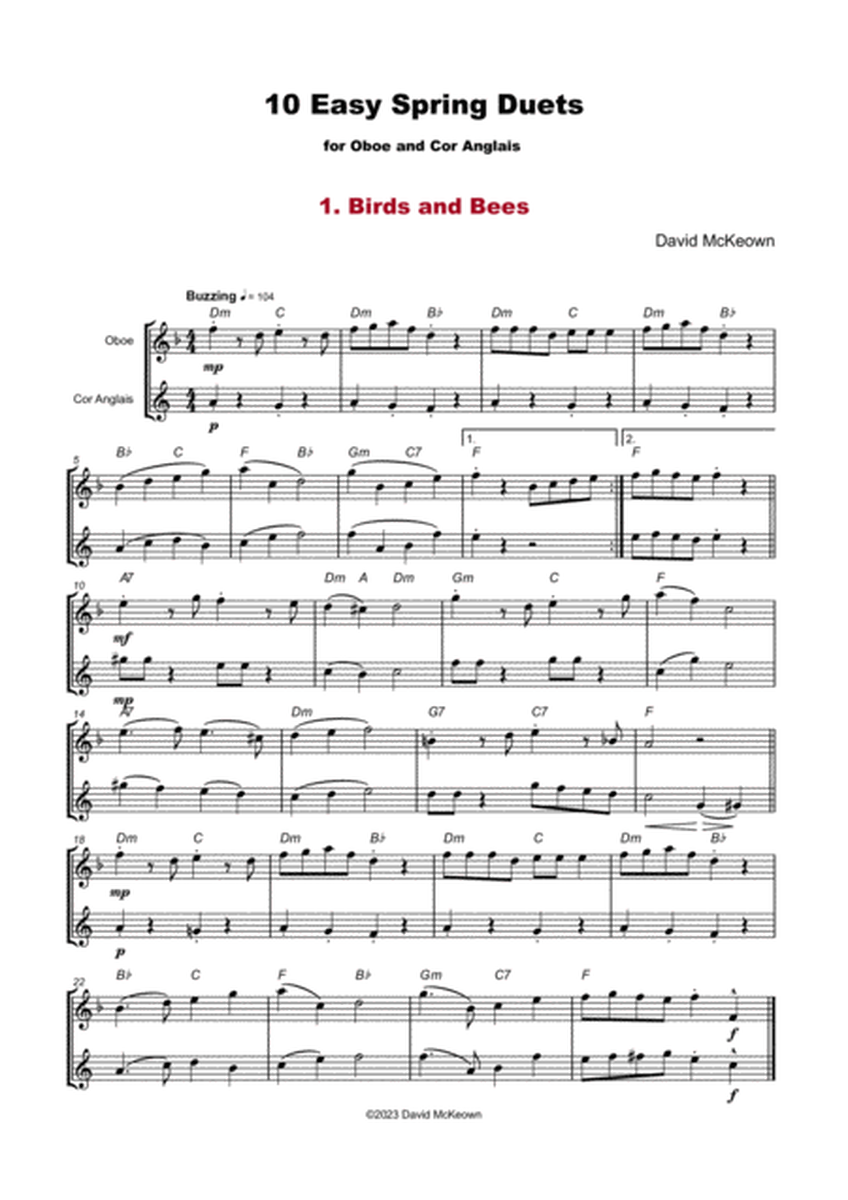 10 Easy Spring Duets for Oboe and Cor Anglais (or English Horn)