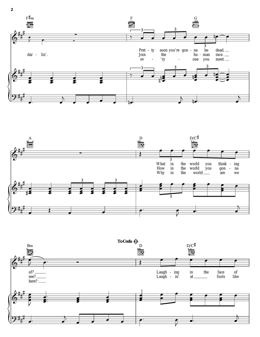 Instant Karma Piano, Vocal, Guitar scores gallery preview page 2