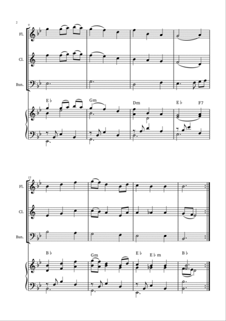 Be Thou My Vision - Woodwind Trio (Flute, Clarinet, Bassoon) with Optional Piano Accompaniment Woodwind Trio scores gallery preview page 2