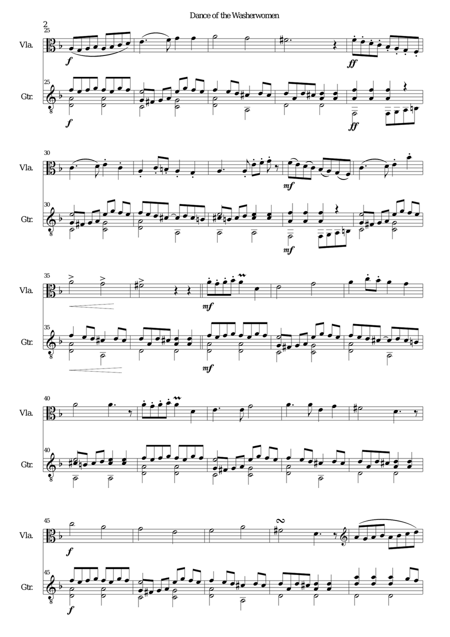 Dance of the washerwomen (with Hupfauf) for viola and guitar String Duet scores gallery preview page 2