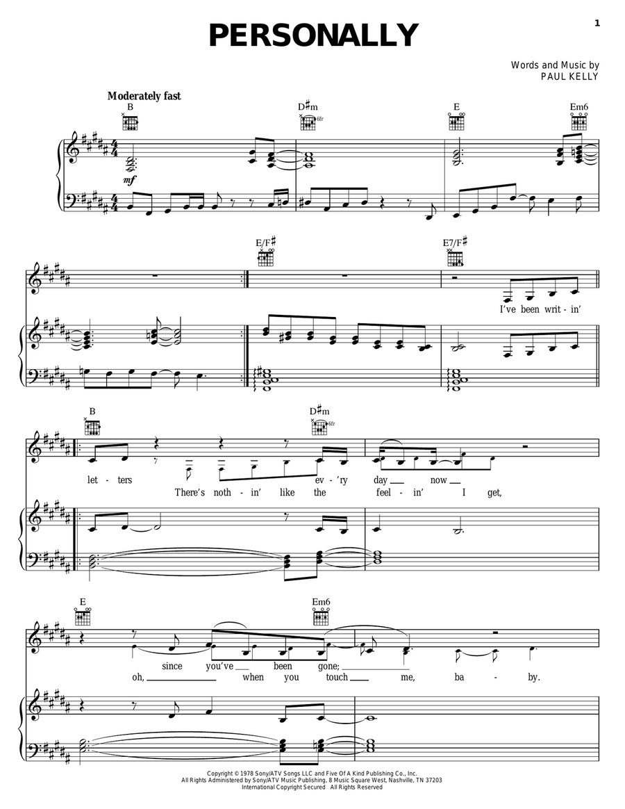 Personally Personally Piano, Vocal, Guitar scores gallery preview page 1