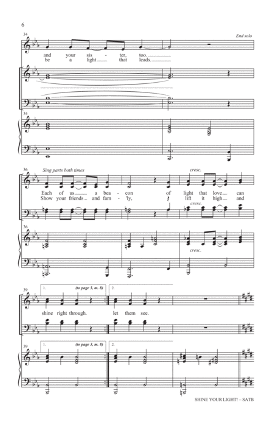 Shine Your Light! Shine Your Light! 4-Part scores gallery preview page 5