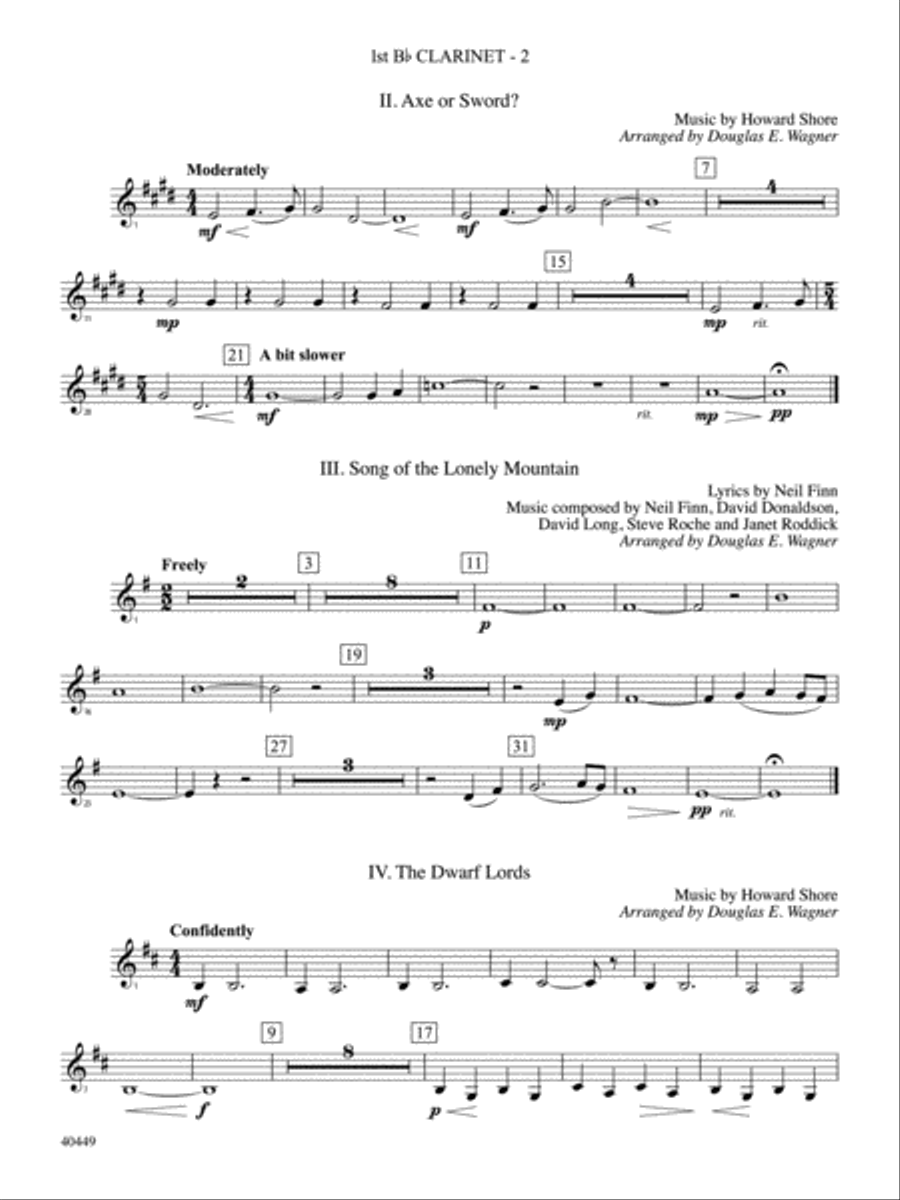 The Hobbit: An Unexpected Journey, Suite from: 1st B-flat Clarinet Full Orchestra scores gallery preview page 2