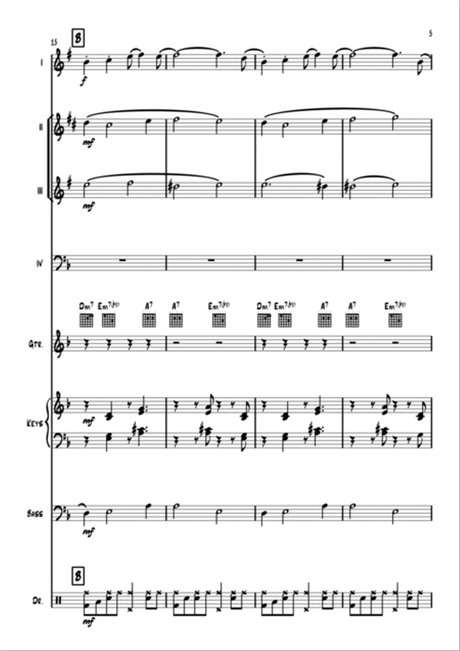 Covid Blues - for jazz octet. Jazz Ensemble scores gallery preview page 5