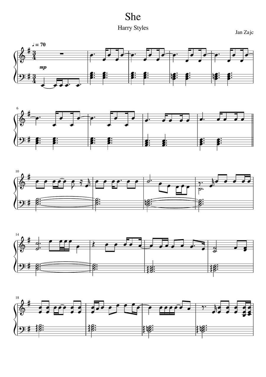 She Easy Piano scores gallery preview page 1